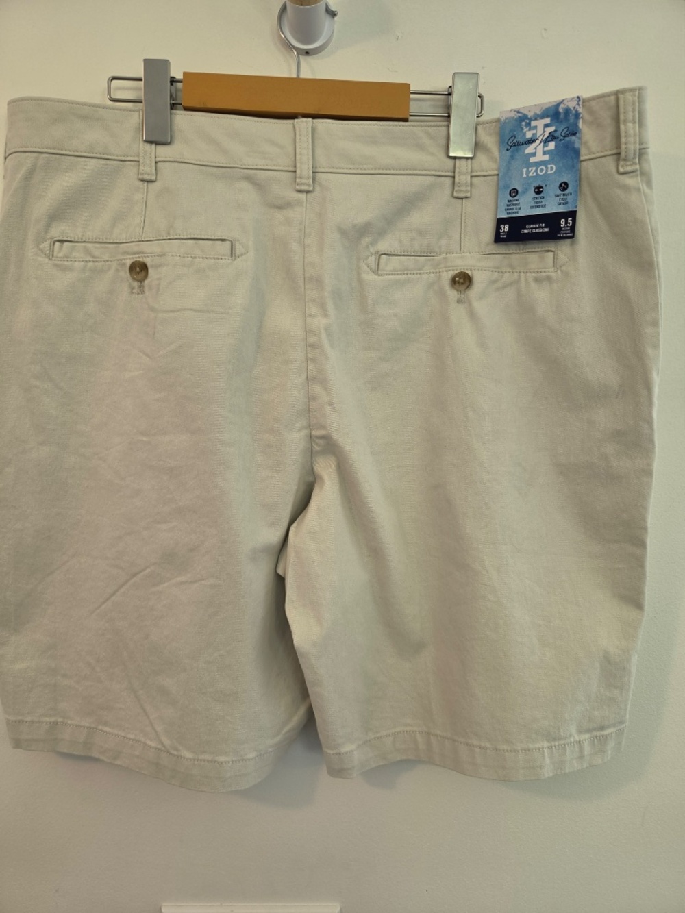 NWT Izod Saltwater men's shorts beige 38x9.5 preppy coastal nautical minimalist - Picture 3 of 9